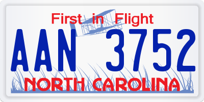 NC license plate AAN3752
