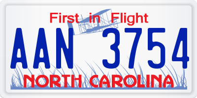 NC license plate AAN3754