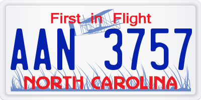 NC license plate AAN3757