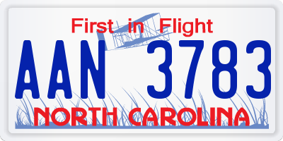 NC license plate AAN3783