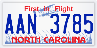 NC license plate AAN3785