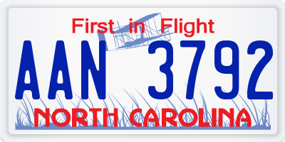 NC license plate AAN3792