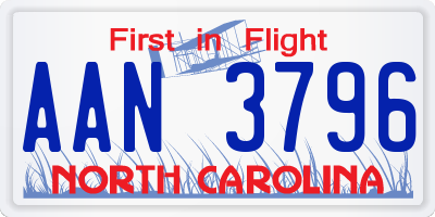 NC license plate AAN3796