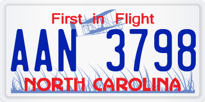 NC license plate AAN3798