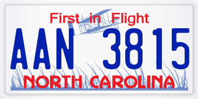 NC license plate AAN3815