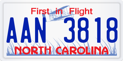 NC license plate AAN3818