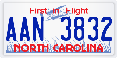 NC license plate AAN3832