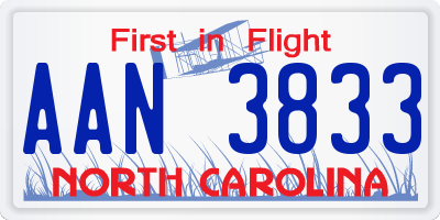 NC license plate AAN3833