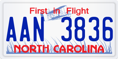 NC license plate AAN3836