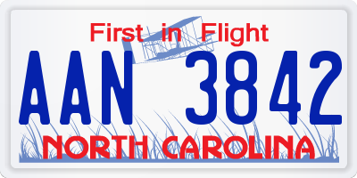 NC license plate AAN3842