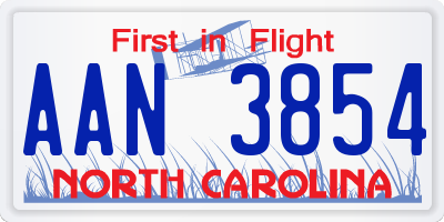 NC license plate AAN3854