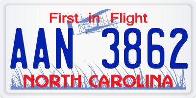 NC license plate AAN3862