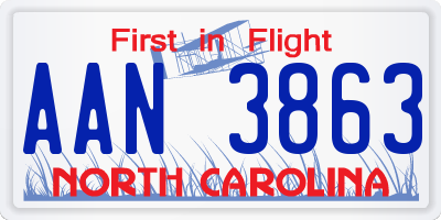 NC license plate AAN3863