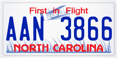NC license plate AAN3866
