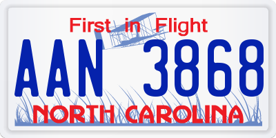 NC license plate AAN3868