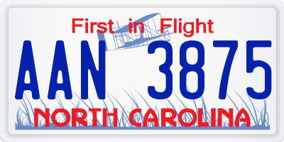 NC license plate AAN3875