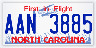 NC license plate AAN3885