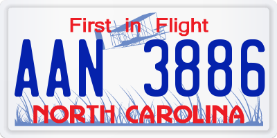 NC license plate AAN3886