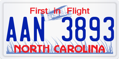 NC license plate AAN3893