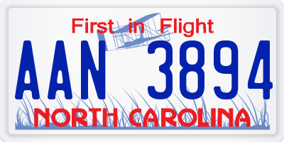 NC license plate AAN3894
