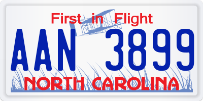 NC license plate AAN3899