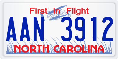 NC license plate AAN3912
