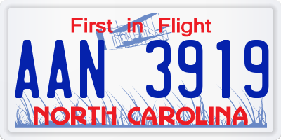 NC license plate AAN3919