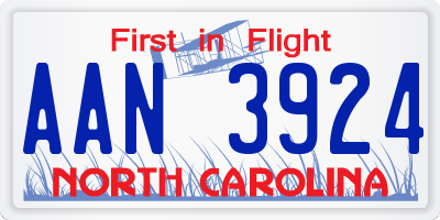 NC license plate AAN3924