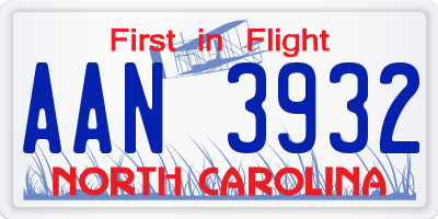 NC license plate AAN3932
