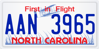 NC license plate AAN3965