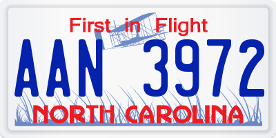 NC license plate AAN3972
