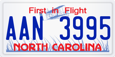 NC license plate AAN3995
