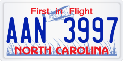 NC license plate AAN3997