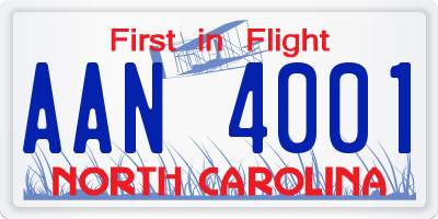 NC license plate AAN4001