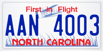 NC license plate AAN4003