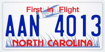 NC license plate AAN4013