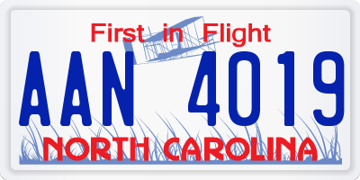 NC license plate AAN4019