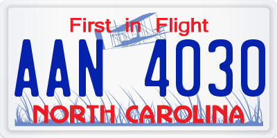 NC license plate AAN4030