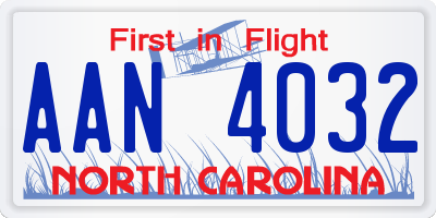 NC license plate AAN4032