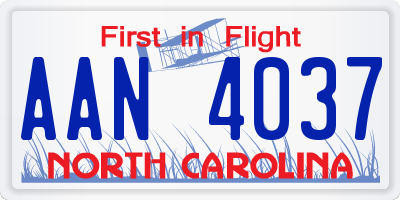 NC license plate AAN4037