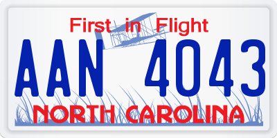 NC license plate AAN4043