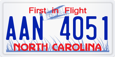 NC license plate AAN4051