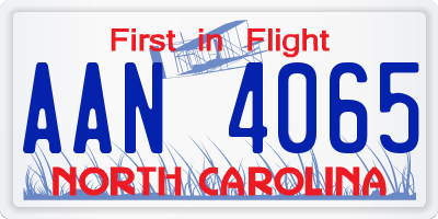NC license plate AAN4065
