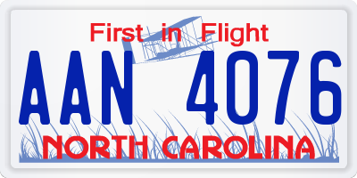 NC license plate AAN4076