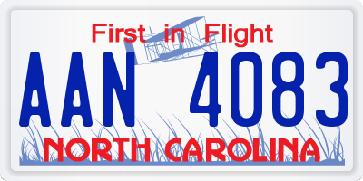 NC license plate AAN4083