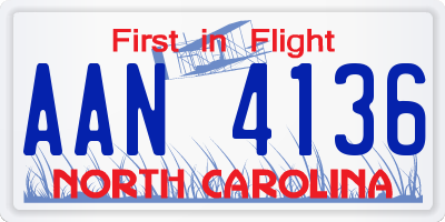NC license plate AAN4136