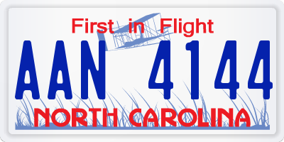 NC license plate AAN4144