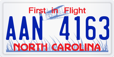 NC license plate AAN4163