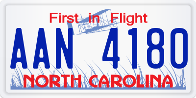 NC license plate AAN4180