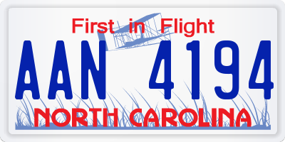 NC license plate AAN4194